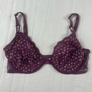 Victoria's Secret Plum Unlined Demi Lace Bra 36D